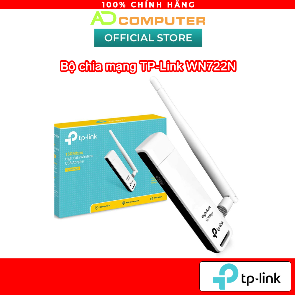Bộ thu wifi Tplink WN722N - USB Wifi (high gain) tốc độ 150Mbps