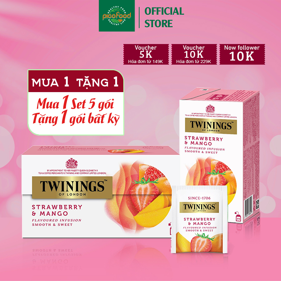 Trà túi lọc Twinings Of London Strawberry & Mango | trà thảo mộc dâu xoài - Pico Food