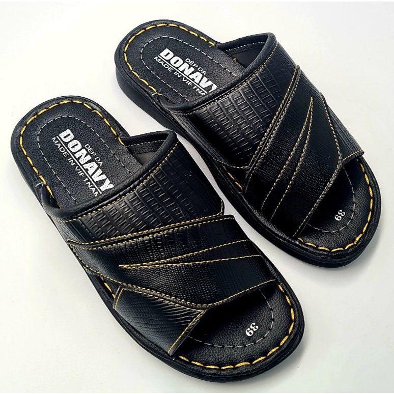 Dép da nam BBX02, dép quai ngang nam, dép nam đế khâu, dép da nam lịch lãm, dép nam cực bền, bao đi mưa giá sỉ cực rẻ