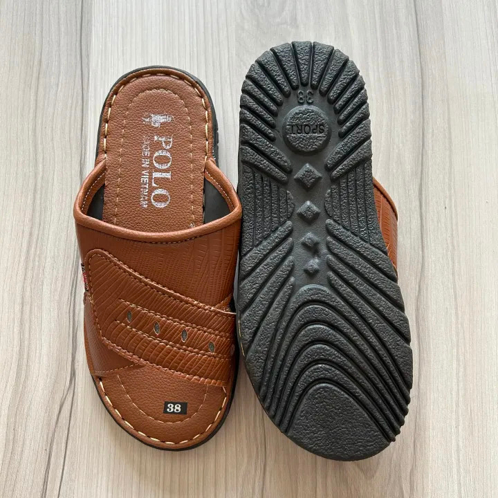 Dép da nam BBX02, dép quai ngang nam, dép nam đế khâu, dép da nam lịch lãm, dép nam cực bền, bao đi mưa giá sỉ cực rẻ