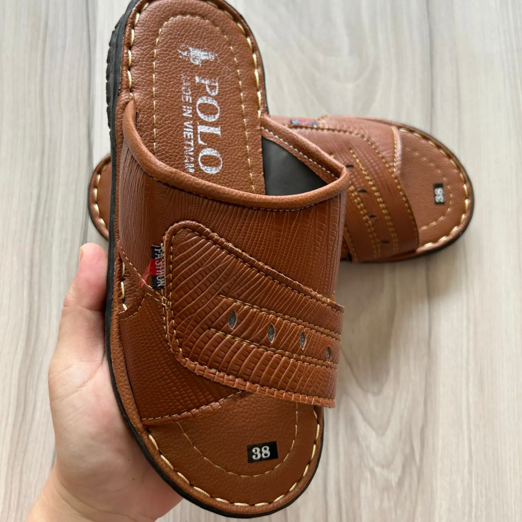 Dép da nam BBX02, dép quai ngang nam, dép nam đế khâu, dép da nam lịch lãm, dép nam cực bền, bao đi mưa giá sỉ cực rẻ