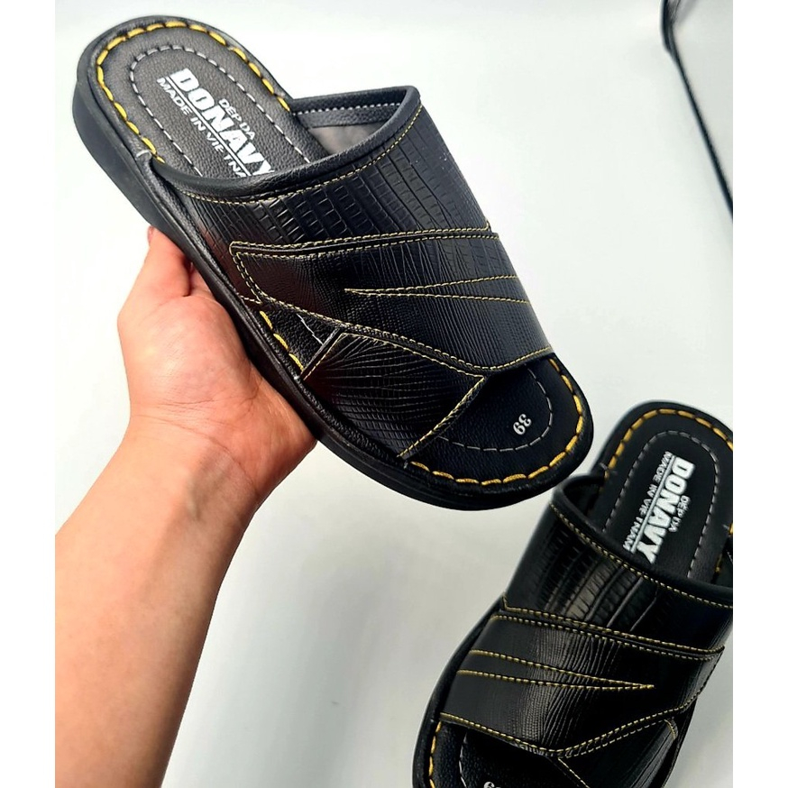 Dép da nam BBX02, dép quai ngang nam, dép nam đế khâu, dép da nam lịch lãm, dép nam cực bền, bao đi mưa giá sỉ cực rẻ