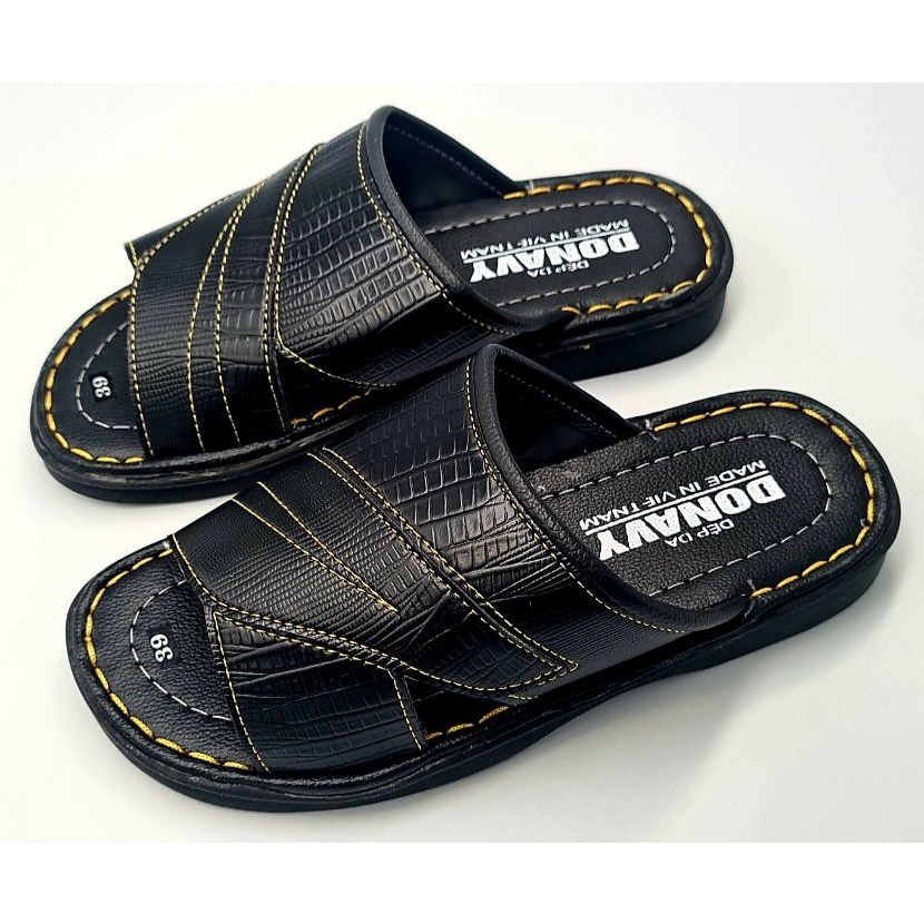 Dép da nam BBX02, dép quai ngang nam, dép nam đế khâu, dép da nam lịch lãm, dép nam cực bền, bao đi mưa giá sỉ cực rẻ