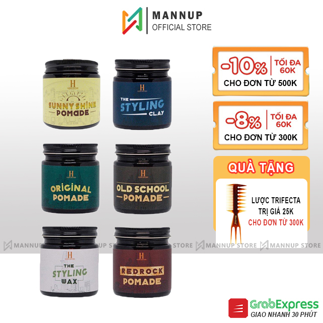 Sáp Vuốt Tóc Saigon Hustlers Pomade Sunny Shine, Original, Old School, Red Rock, Clay, Wax 112g