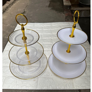 Bộ Đĩa Nhựa 3 Tầng Đựng Bánh Kẹo Hoa Quả. Đĩa Nhữa MiCa 3 Tầng