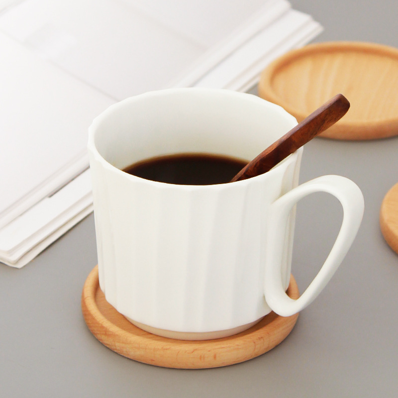 Lót ly gỗ sồi BAMBOOO ECO miếng đỡ cốc uống trà dùng trong nhà hàng , khách sạn , gia đình phong cách Nhật Bản