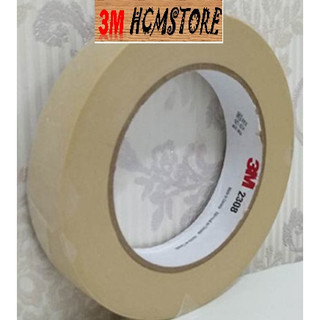 3M 2308 24mm dài 50met - BĂNG KEO GIẤY MASKING TAPE lớp giấy dẻo dai khó xé rách, che sơn, chịu nhiệt cao