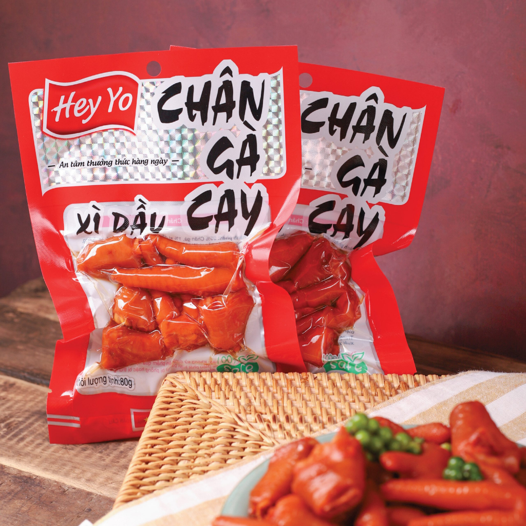 Chân gà cay Hey yo Việt Nam ủ vị gói lớn 80g, đồ ăn vặt giá rẻ ngon Lucky Star