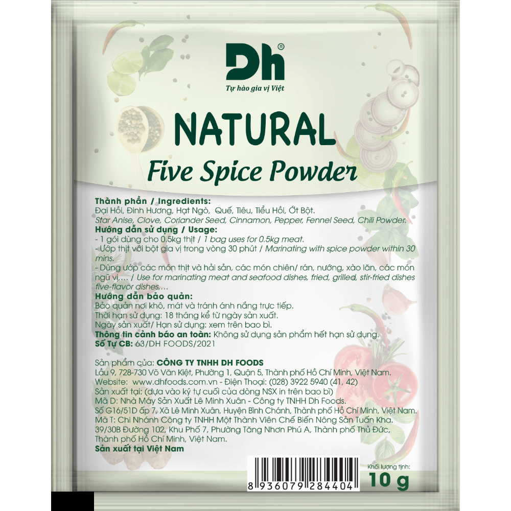 Gia vị ướp thịt nướng và bột gia vị ngũ vị hương Natural DH Foods nêm sẵn thành phần tự nhiên gói 10gr