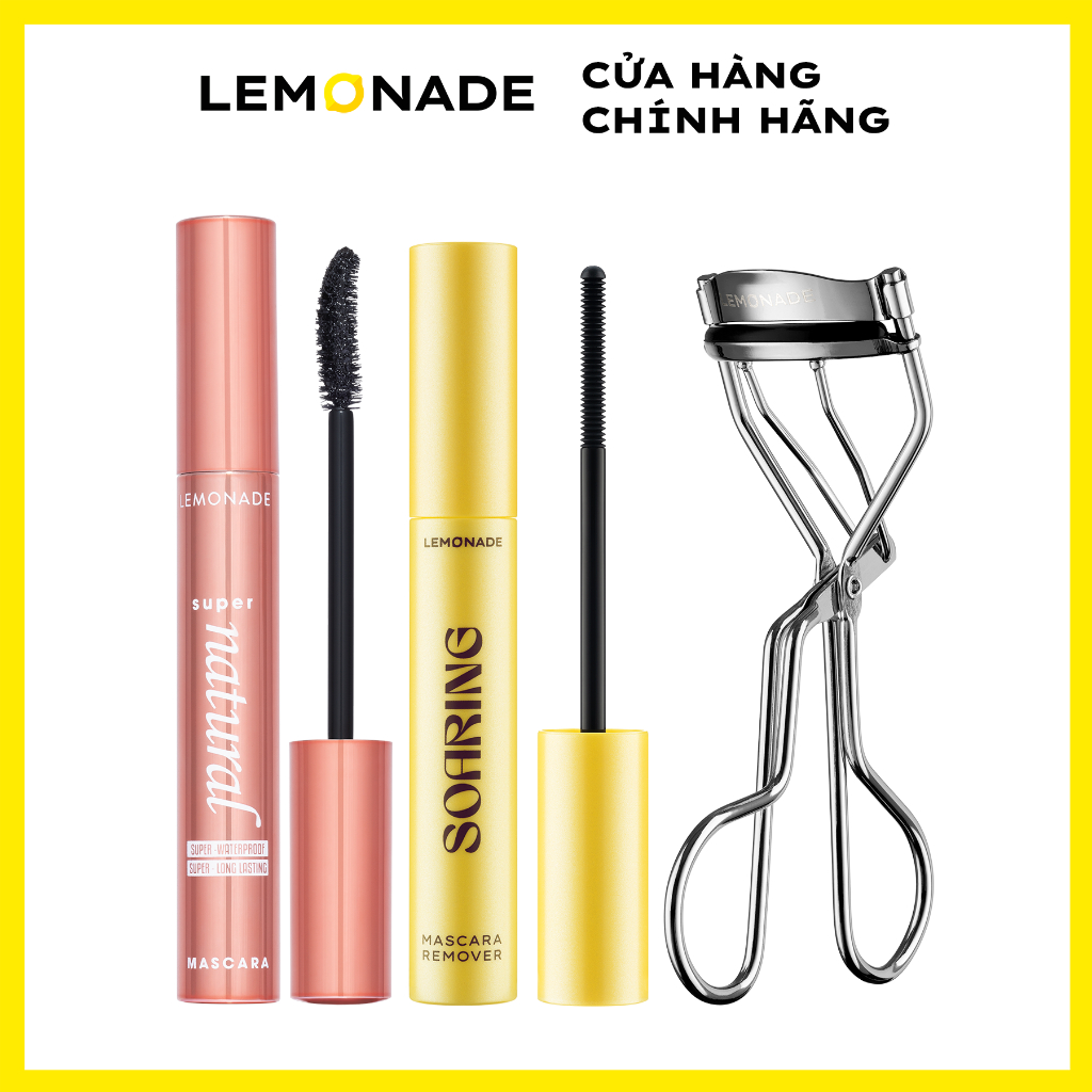 Combo trọn bộ Lemonade gồm: 01 Supernatural Mascara 7.5g, 01 Mascara Remover 6ml và 01 Kẹp mi cong lâu 22g