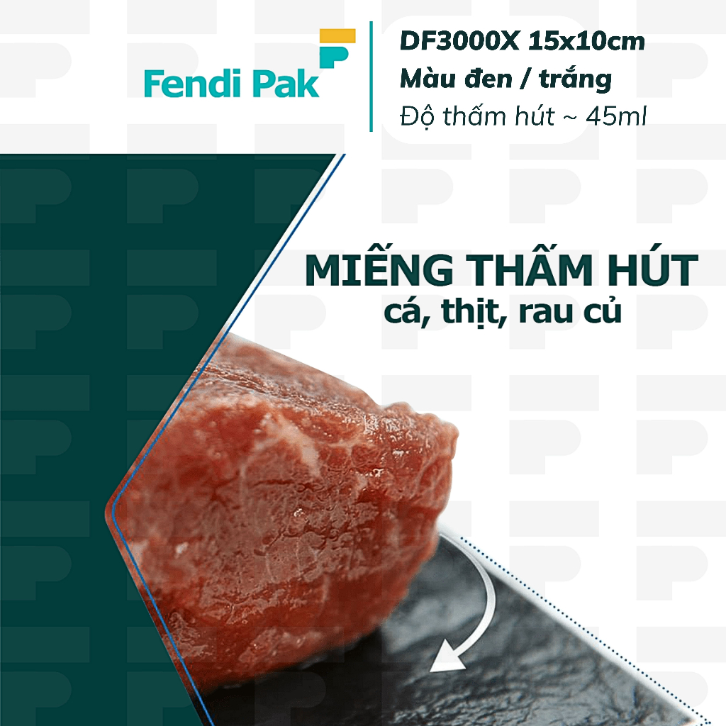 |Thùng 2500| Miếng thấm hút thực phẩm, thấm hút nước, dịch dư từ thịt cá, rau củ quả Fendi Pak 15 x 10 cm