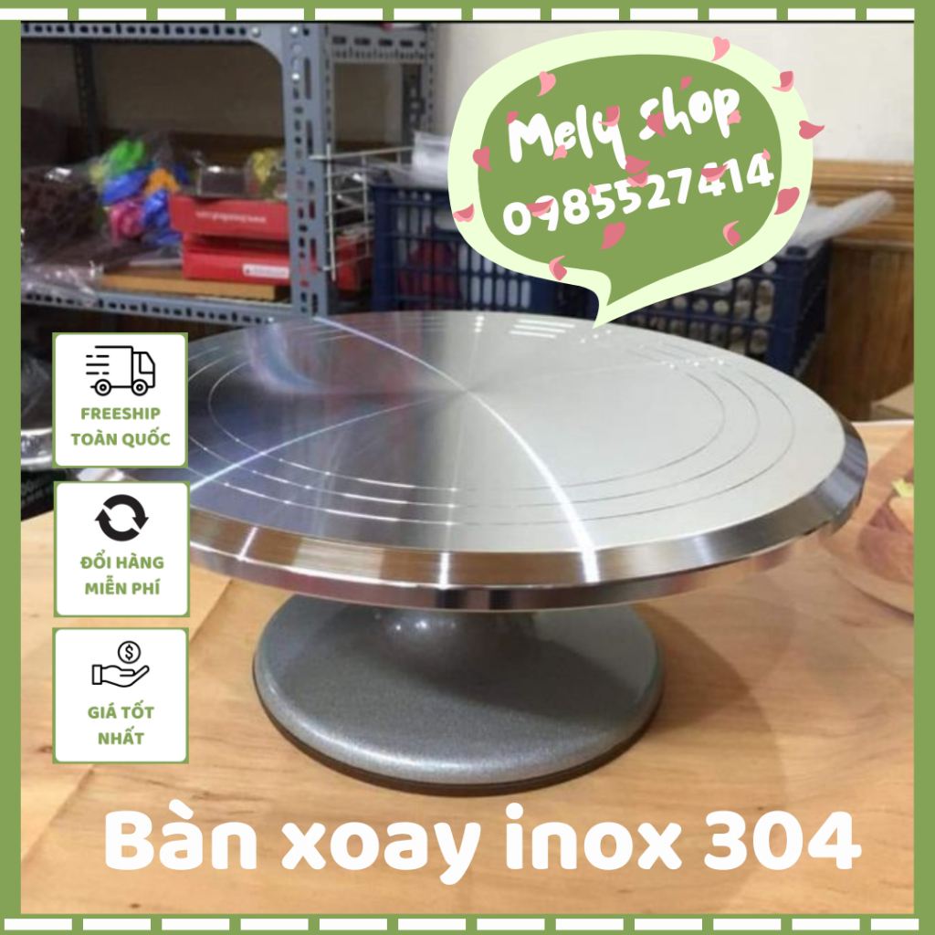 _Bàn xoay inox 304 cao cấp_Size 31cm _Dùng Xoay Giỏ Quà Tết, Giỏ Cắm Hoa, Bánh Kem_Shop Mely
