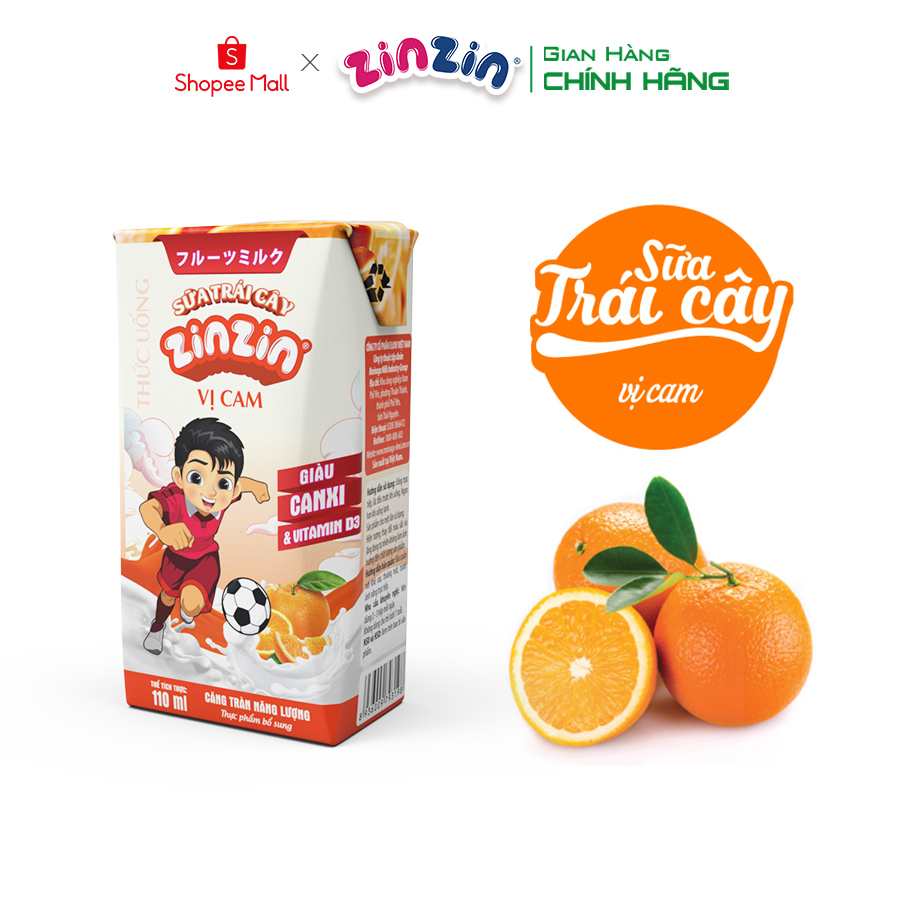 Thùng 48 hộp Sữa trái cây ZinZin vị cam 110ml