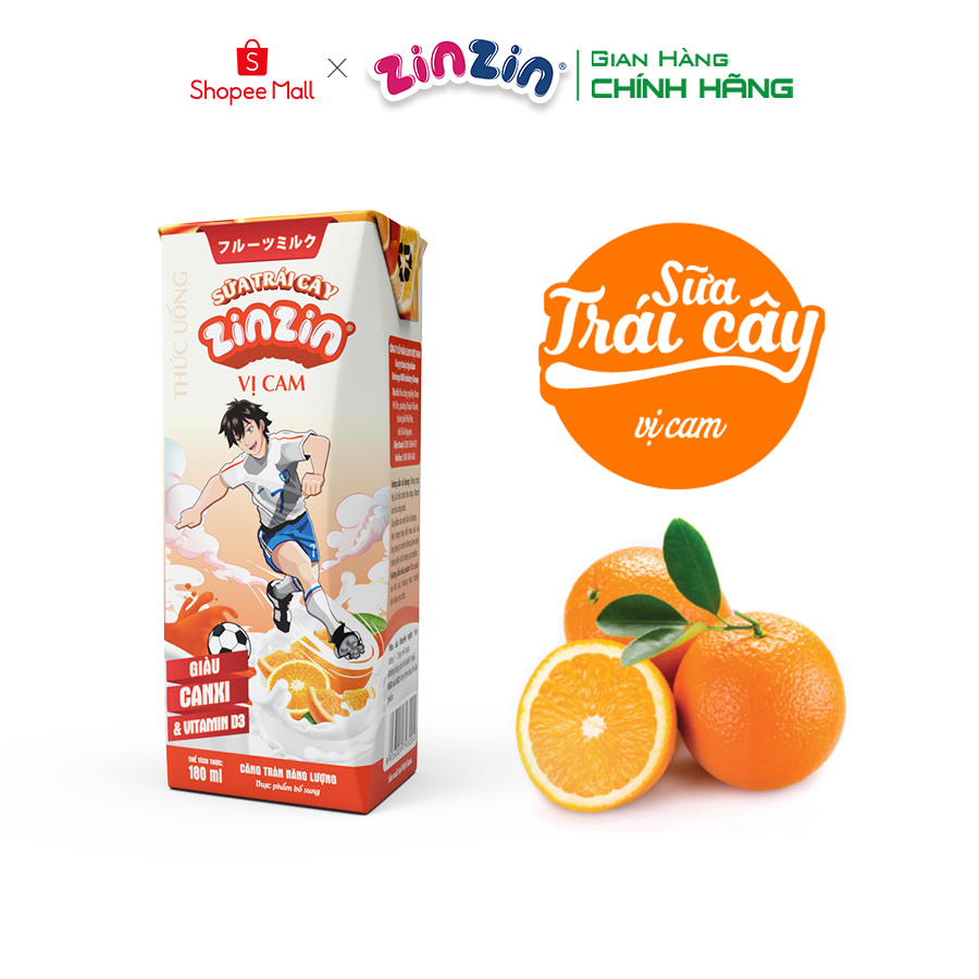 Thùng 48 hộp Sữa trái cây ZinZin vị cam 180ml - Siêu ưu đãi