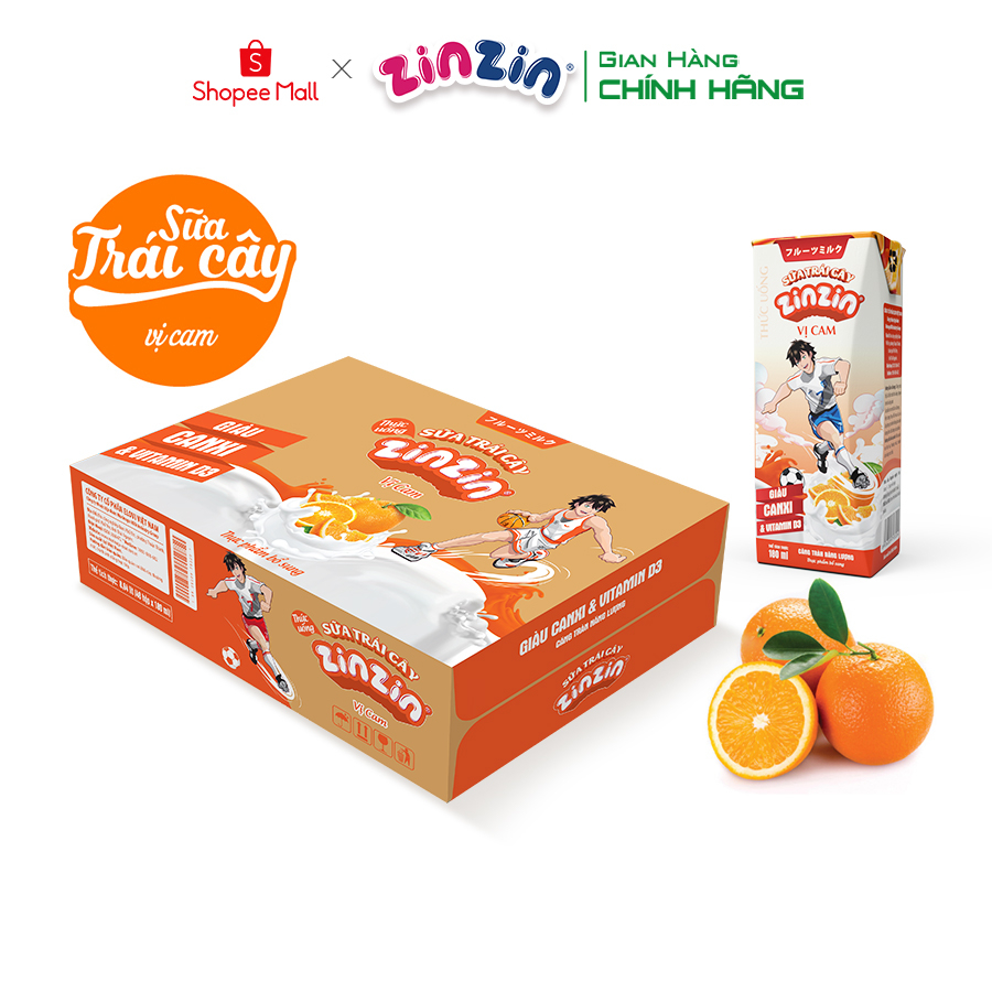 Thùng 48 hộp Sữa trái cây ZinZin vị cam 180ml - Siêu ưu đãi