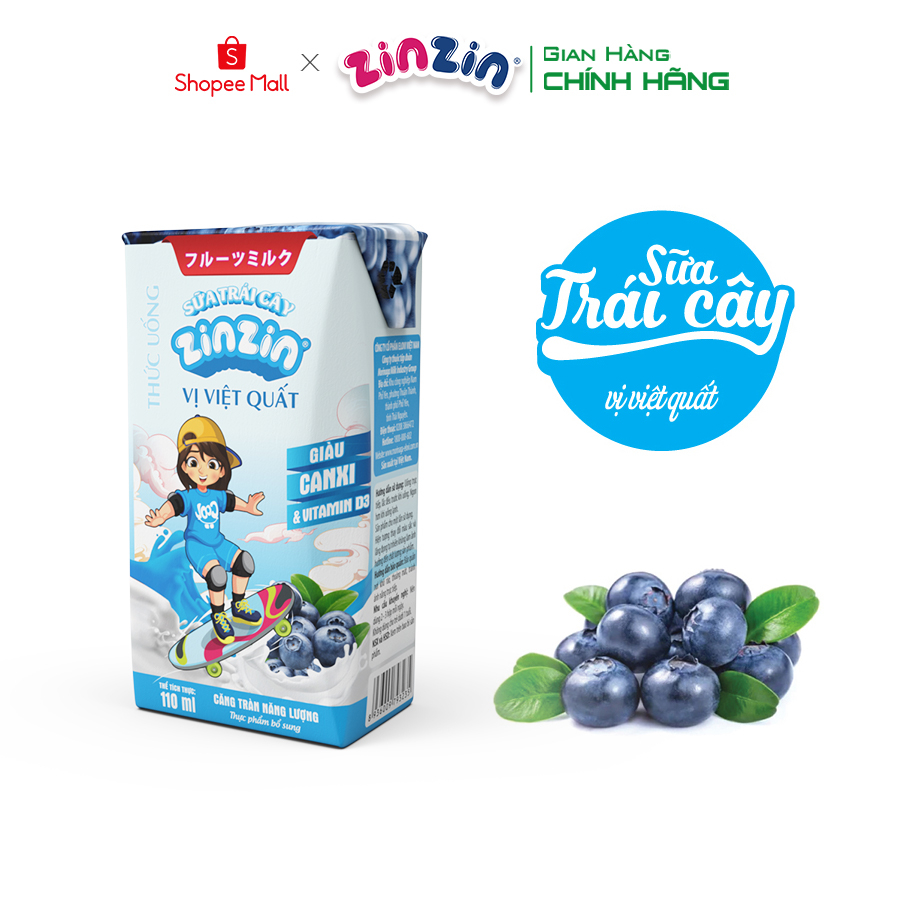 Thùng 48 hộp Sữa trái cây ZinZin vị việt quất 110ml
