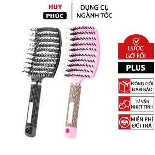 Lược chải tóc gỡ rối có lông, lược bán nguyệt tạo phồng tóc lượt bản to sấy tạo kiểu massage đầu