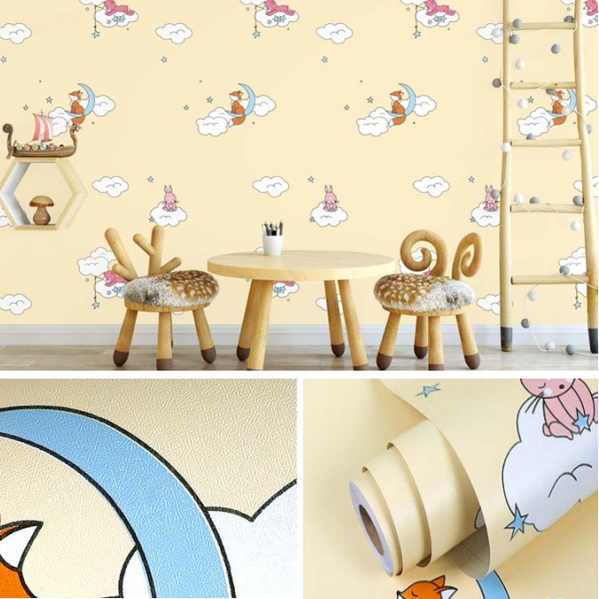 Decal Giấy Dán Tường Decor Kim Vinh Các Mẫu Hoạt Hình Keo Sẵn Khổ Rộng 45cm Cuộn 5m