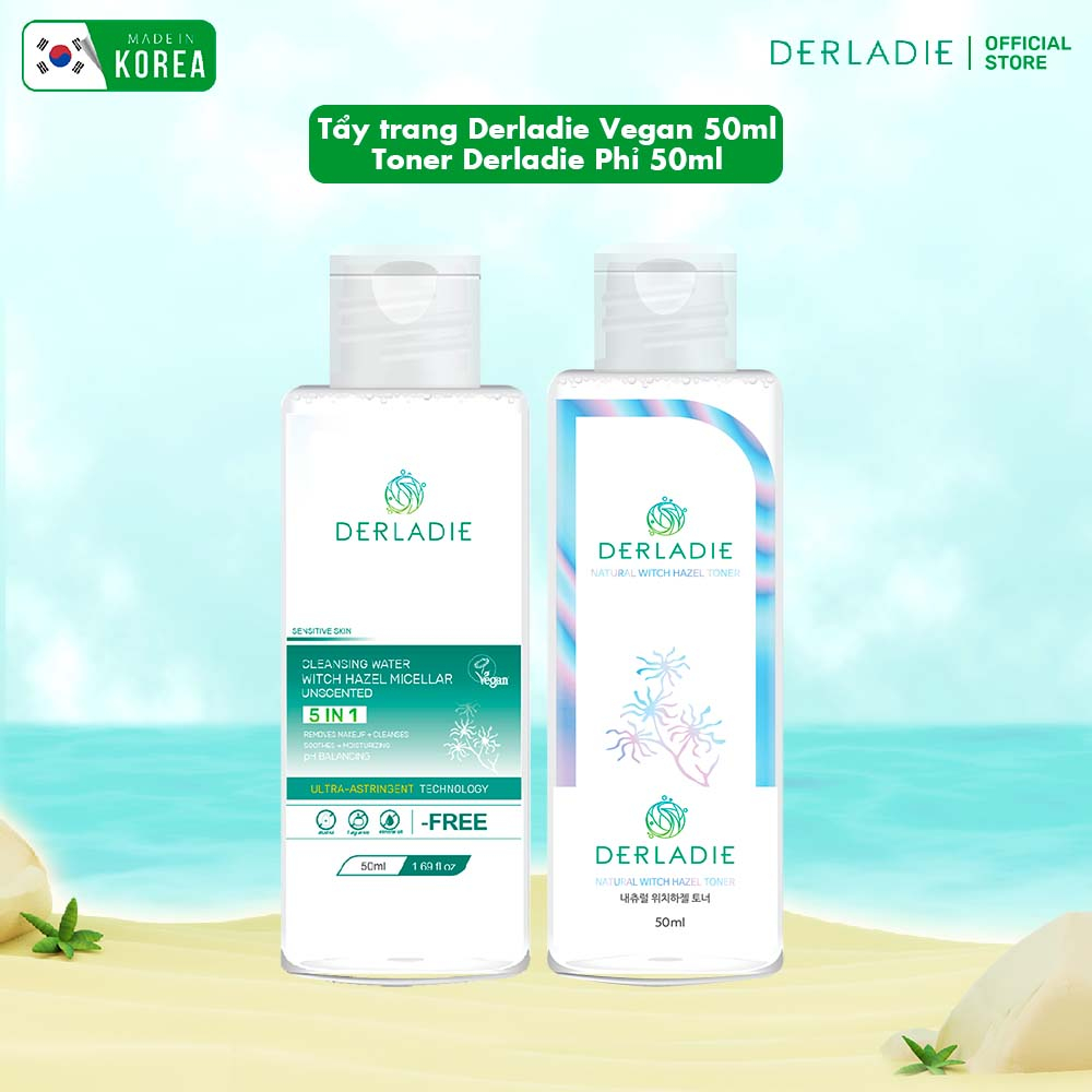 [50ml] Tẩy Trang Vegan Derladie 50ml, Toner Derladie Natural Witch Hazel 50ml