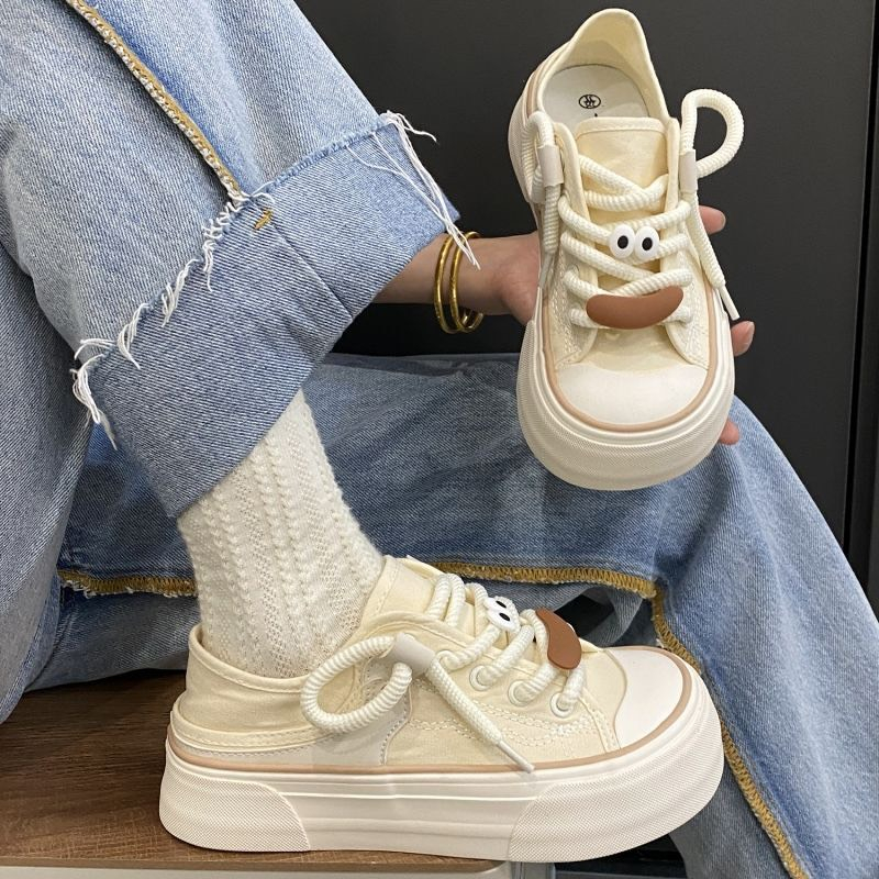 Giày thể thao Sneaker nữ vải canvas họa tiết hoạt hình đế bánh mì đáng yêu G77_NT Shoes