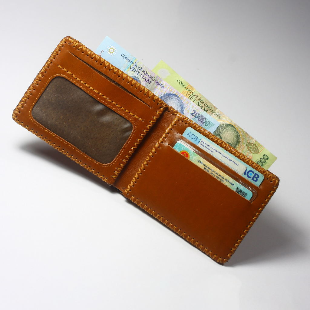 Ví nam  bóp nam ví tiền Menwis V01 da bò Pullup cao cấp may viền thủ công, bên trong lót da bảo hành 12 tháng