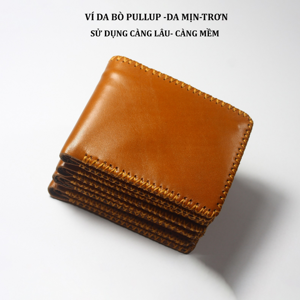 Ví nam  bóp nam ví tiền Menwis V01 da bò Pullup cao cấp may viền thủ công, bên trong lót da bảo hành 12 tháng