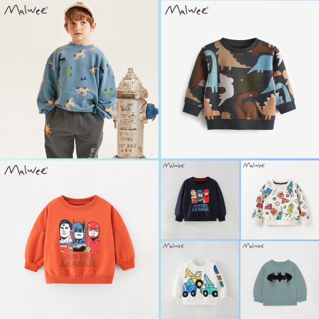 BST áo nỉ nhiều họa tiết LM, MW đáng yêu cho bé trai 2-8 tuổi Mẫu mới 2024 P1 - Little Maven Official Store