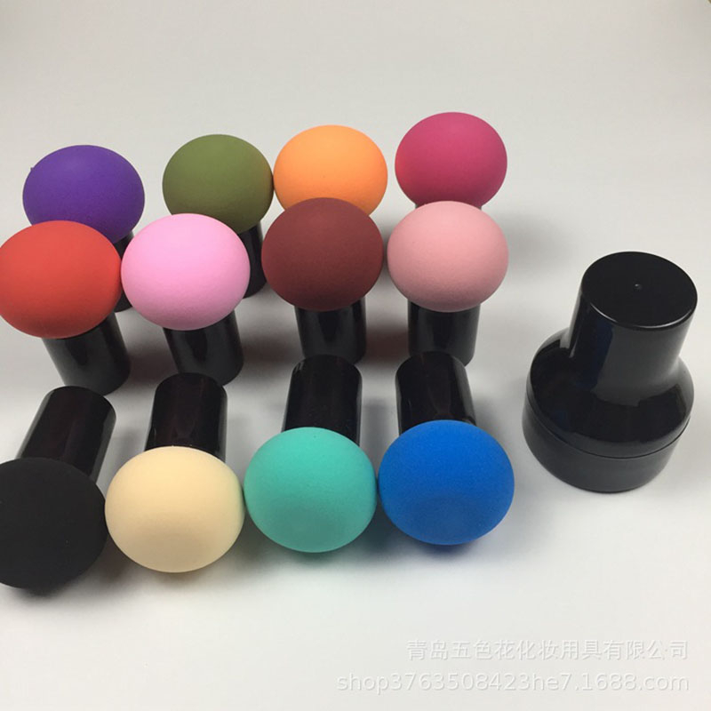 Mút tán kem nền mini thiết kế hình cây nấm kèm hộp đựng bảo quản, Bông mút trang điểm hình nấm tán kem nền có tay cầm