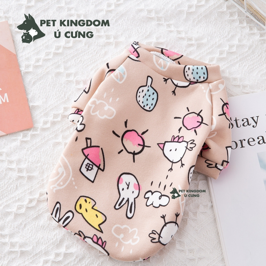 Áo Cho Chó Mèo Giữ Ấm Mùa Đông Áo Nỉ Lót Bông 2 Chân