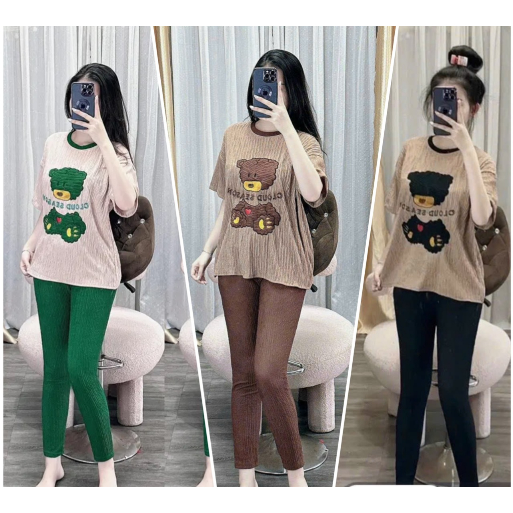 Sét bộ bigsize Hằng Moon, đồ bộ mặc nhà DÀI XỐP thêu gấu