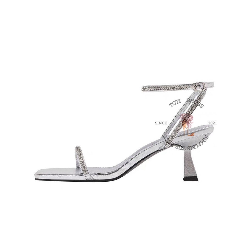 GIÀY CAO GÓT TOTIIE STORE - SANDAL NỮ QUAI NGANG MẢNH ĐÍNH ĐÁ THỜI TRANG HIỆN ĐẠI TEST