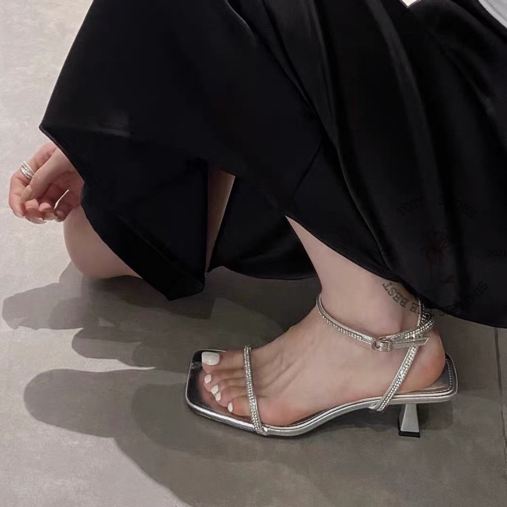 GIÀY CAO GÓT TOTIIE STORE - SANDAL NỮ QUAI NGANG MẢNH ĐÍNH ĐÁ THỜI TRANG HIỆN ĐẠI TEST