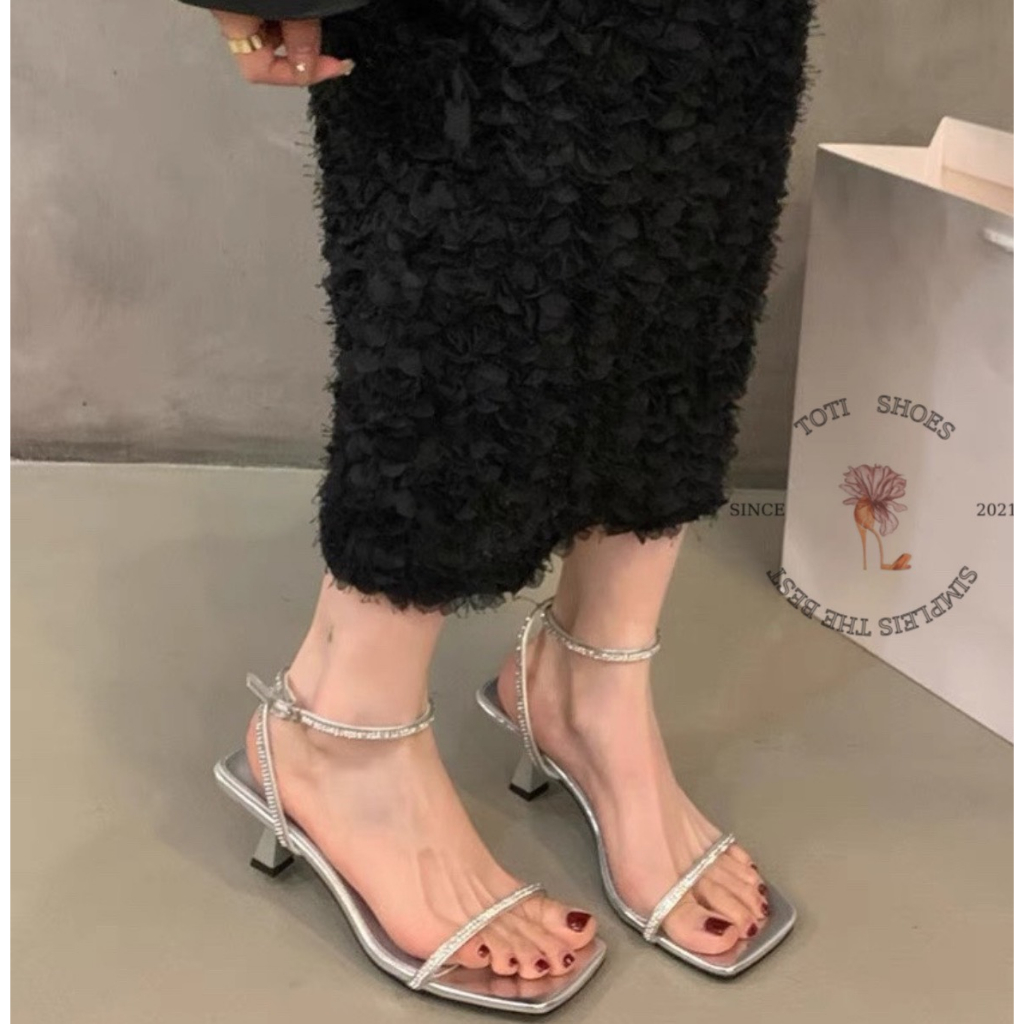 GIÀY CAO GÓT TOTIIE STORE - SANDAL NỮ QUAI NGANG MẢNH ĐÍNH ĐÁ THỜI TRANG HIỆN ĐẠI TEST