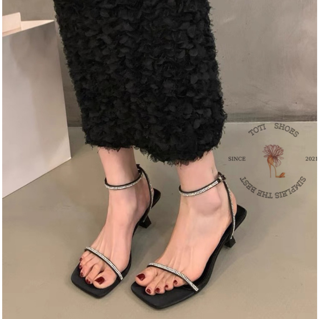 GIÀY CAO GÓT TOTIIE STORE - SANDAL NỮ QUAI NGANG MẢNH ĐÍNH ĐÁ THỜI TRANG HIỆN ĐẠI TEST
