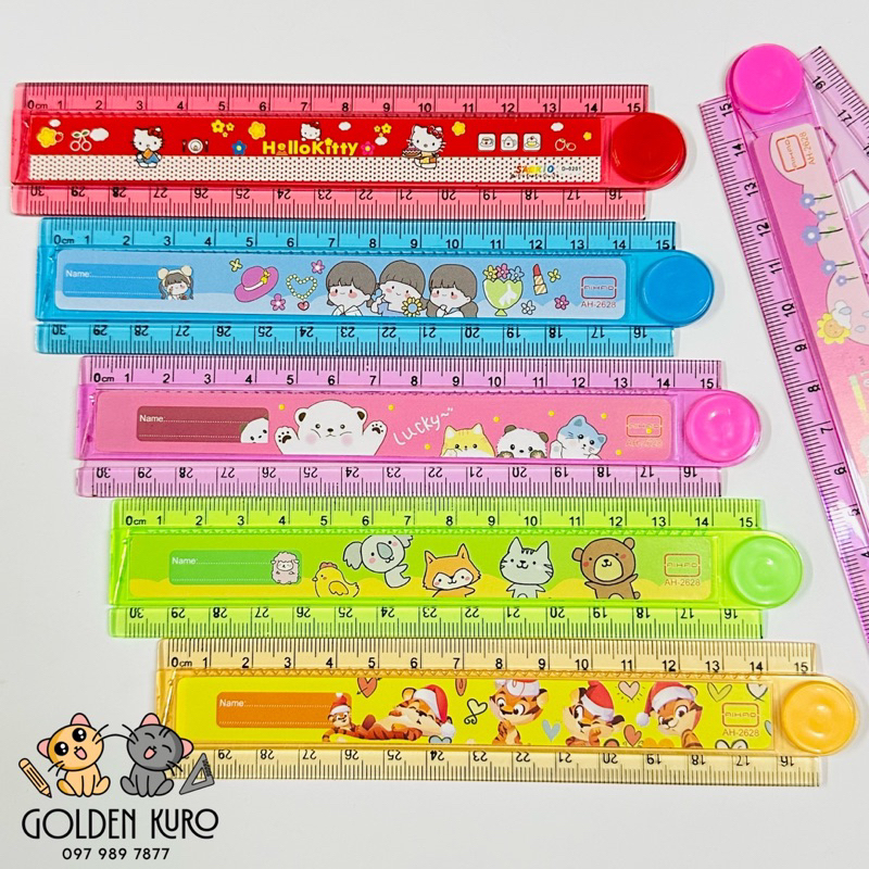 Thước gập 30cm hoạt hình - Gấu Dâu cute nhiều sắc màu dễ thương cho học sinh (Được chọn màu - Hình ảnh ngẫu nhiênâ