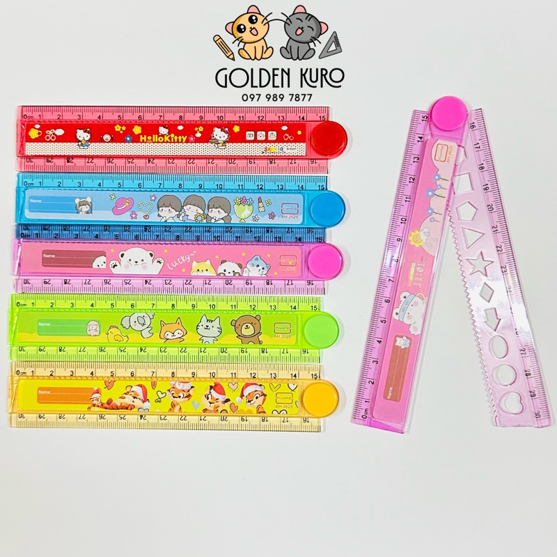 Thước gập 30cm hoạt hình - Gấu Dâu cute nhiều sắc màu dễ thương cho học sinh (Được chọn màu - Hình ảnh ngẫu nhiênâ