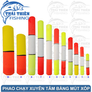 Phao Câu Cá Chạy Xuyên Tâm Hình Trụ Bằng Mút Xốp Nhiều Màu Sắc Đủ Kích Cỡ