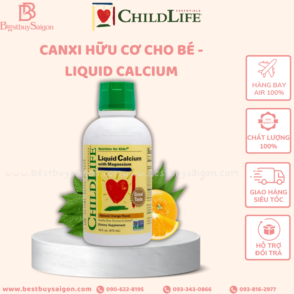Canxi Hữu Cơ cho trẻ ChildLife Liquid Calcium And Magnesium - Bổ sung Canxi