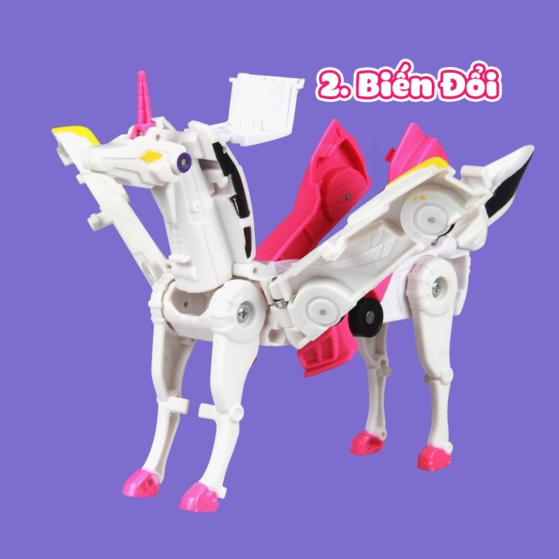 Đồ Chơi Oto Biến Hình Kỳ Lân Pegasus Tự Động, Hai Xe Ô Tô Biến Hình Robot Ngựa Unicorn Cho Bé Trai Bé Gái