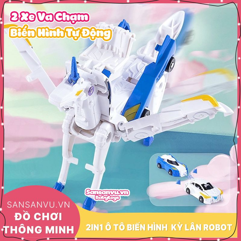 Đồ Chơi Oto Biến Hình Kỳ Lân Pegasus Tự Động, Hai Xe Ô Tô Biến Hình Robot Ngựa Unicorn Cho Bé Trai Bé Gái