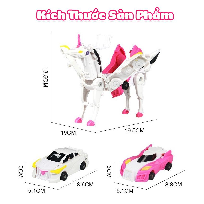 Đồ Chơi Oto Biến Hình Kỳ Lân Pegasus Tự Động, Hai Xe Ô Tô Biến Hình Robot Ngựa Unicorn Cho Bé Trai Bé Gái