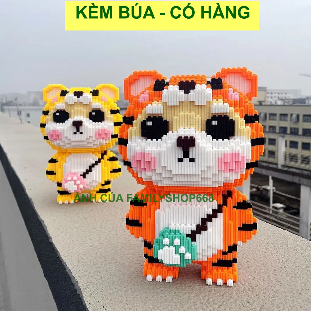 Xếp hình con hổ vàng cỡ lớn 30cm - 36cm xếp hình Đồ chơi lắp ráp mô hình nano 3D