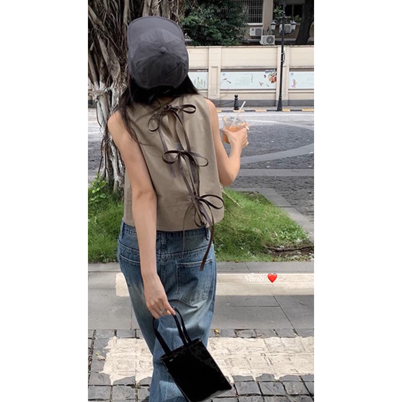 Áo ba lỗ thắt nơ lưng sau chicabe closet ✿