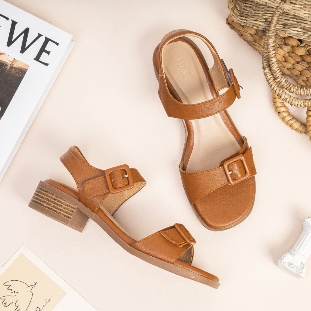 Giày Sandal Cao Gót 3cm Quai Phối Khóa H164