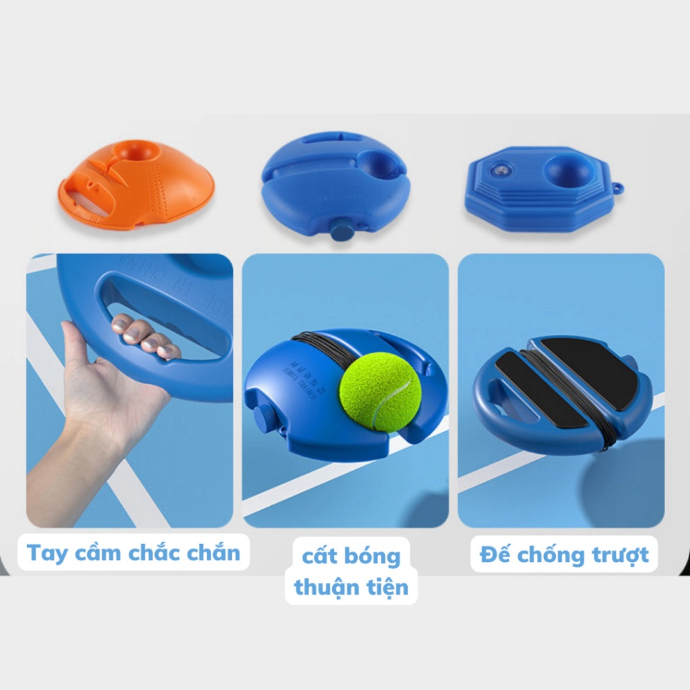 Dụng cụ đánh bóng tennis MỘT MÌNH tại NHÀ kèm VỢT+ĐẾ+BÓNG. KHÔNG cần THUÊ sân tập, mà chi phí thấp như vợt cầu lông