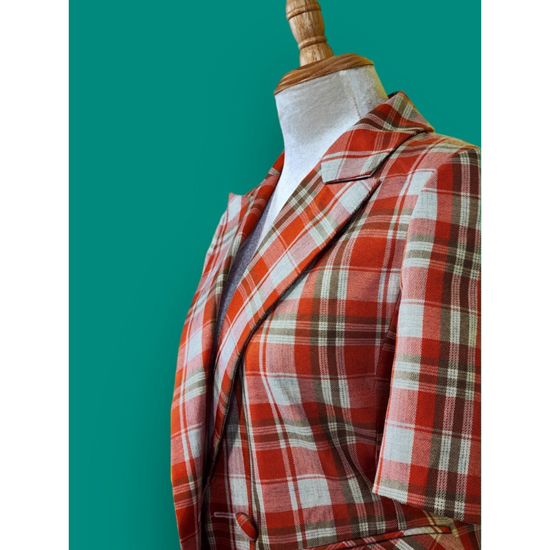 Áo blazer ngắn tay caro