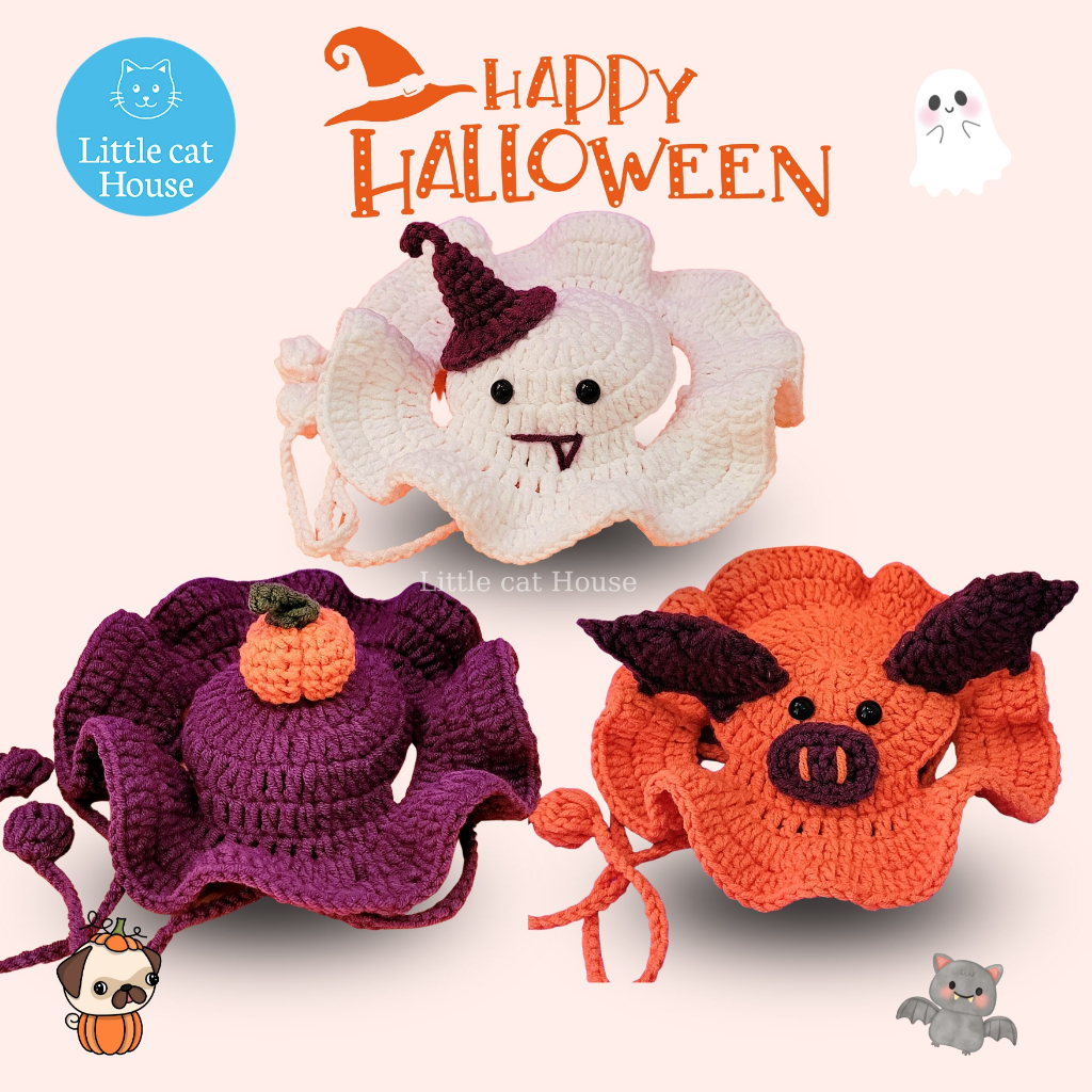 Mũ len cho mèo và cún hình Halloween