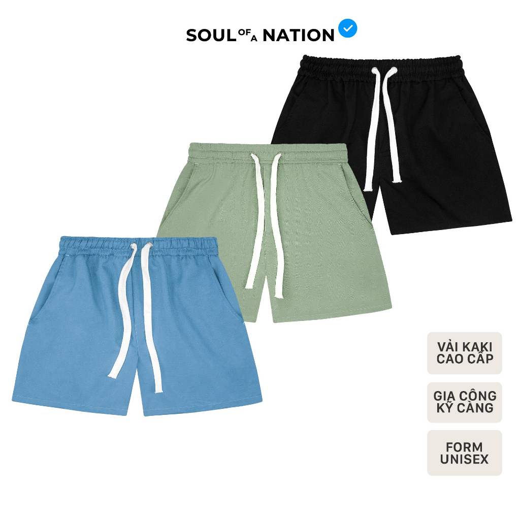 Quần Short Unisex TRƠN DÂY RÚT BẢN TO Ống Rộng Vải Kaki Cotton Co Giãn Thoải Mái,Năng Động,Thời Trang cho Nam/Nữ - Đen..