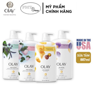 Sữa tắm dưỡng ẩm Olay Fresh Outlast 887ml Age Vitamin E Lavender Dâu Bơ hạt mỡ