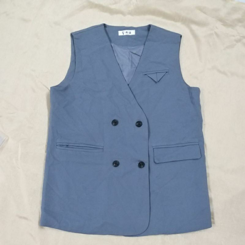 Gi Lê nữ màu xám, vest nữ công sở size XL (N100, D70cm), trong lót lụa, chất vải xịn, form dáng đẹp, mới 95%